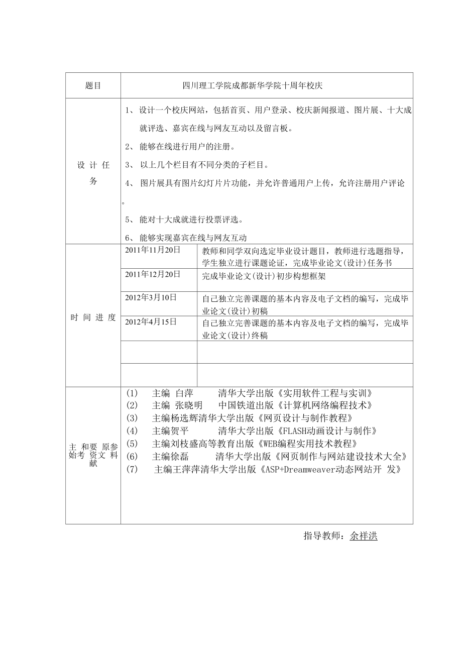 四川理工学院成都新华学院十周年校庆网站设计.docx_第1页