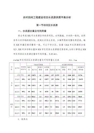 农村田间工程建设项目水资源供需平衡分析.docx