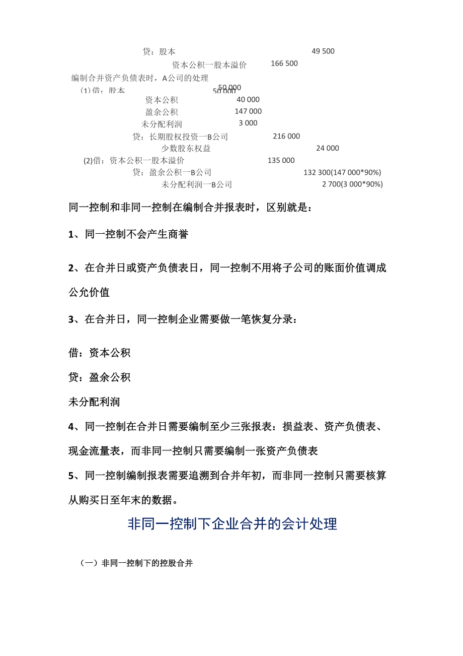 同一控制下的企业合并会计分录和合并资产负债表的抵消分录.docx_第3页