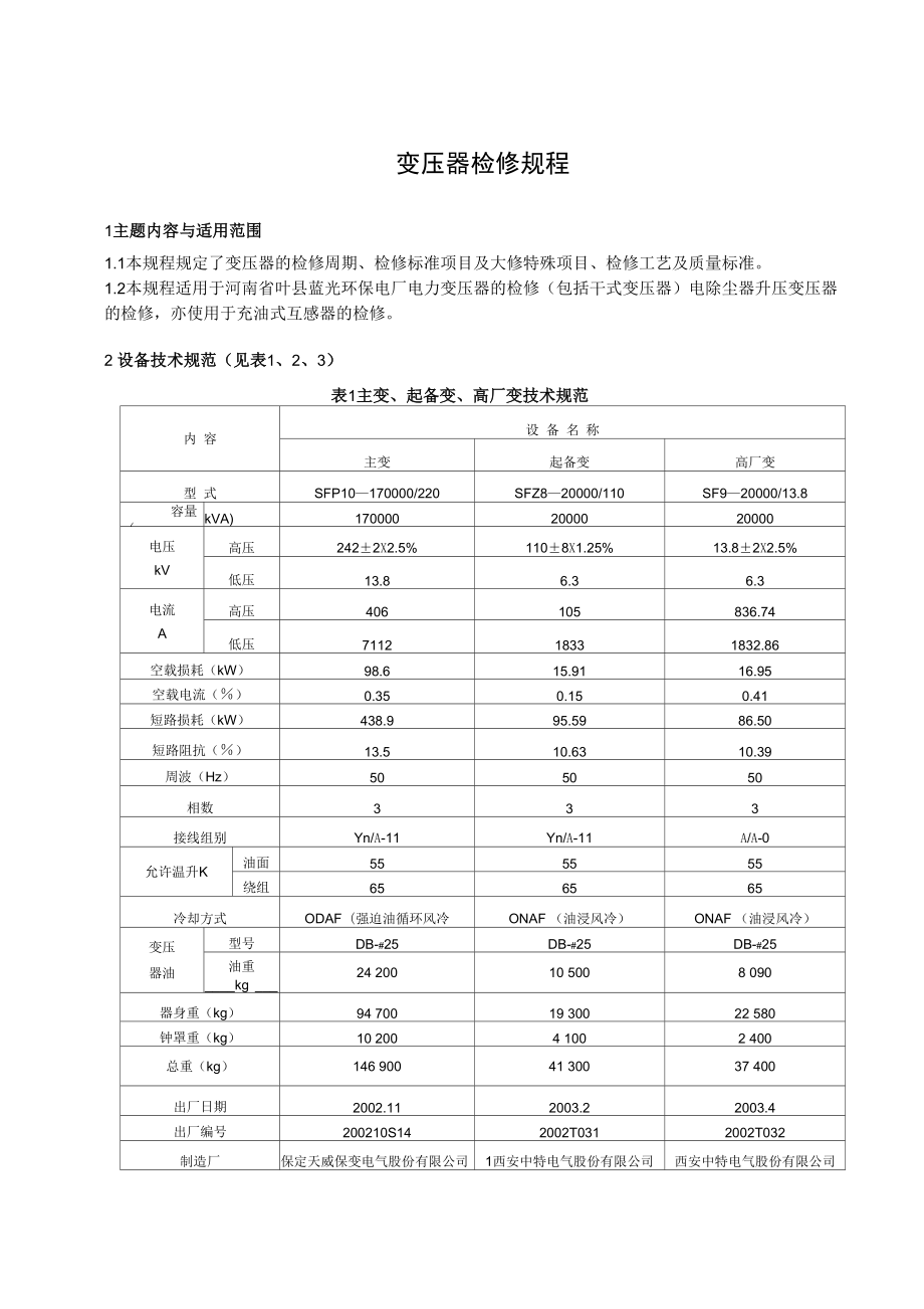 变压器检修要求.docx_第1页