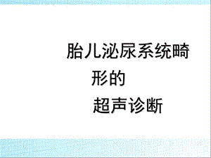 胎儿泌尿系统畸形超声诊断.ppt