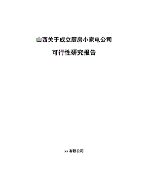 山西关于成立厨房小家电公司可行性研究报告(同名3640).docx