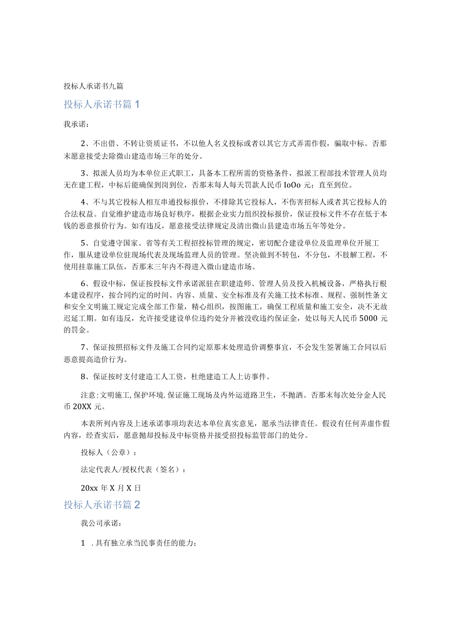 投标人承诺书.docx_第1页