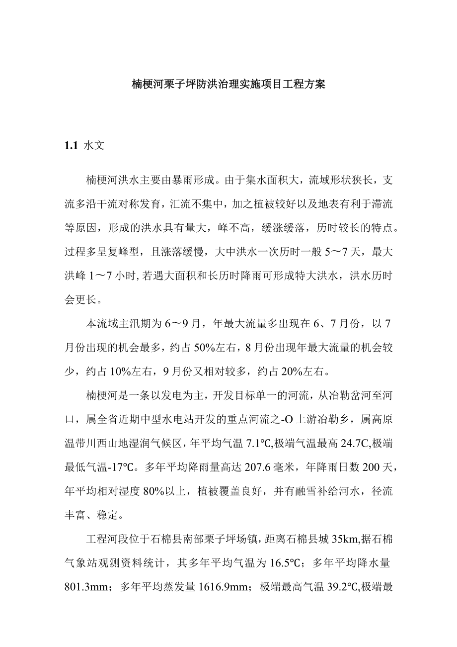 楠桠河栗子坪防洪治理实施项目工程方案.docx_第1页