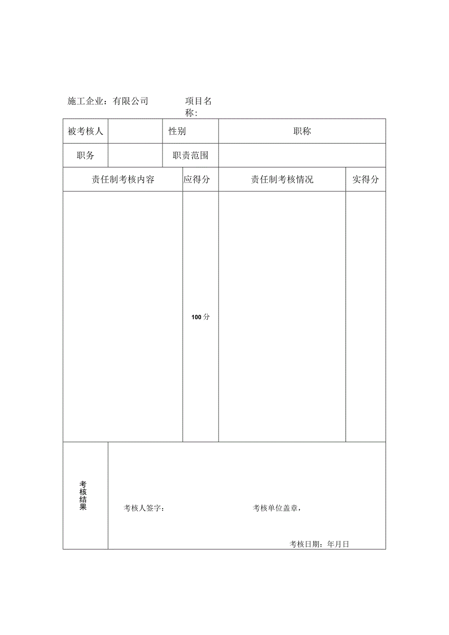 项目管理人员安全生产责任制考核记录.docx_第1页