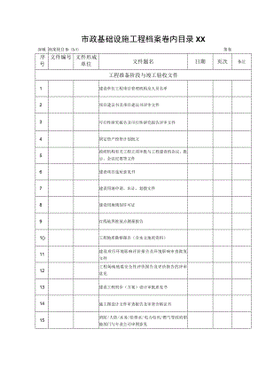 市政基础设施工程档案卷内目录XX.docx