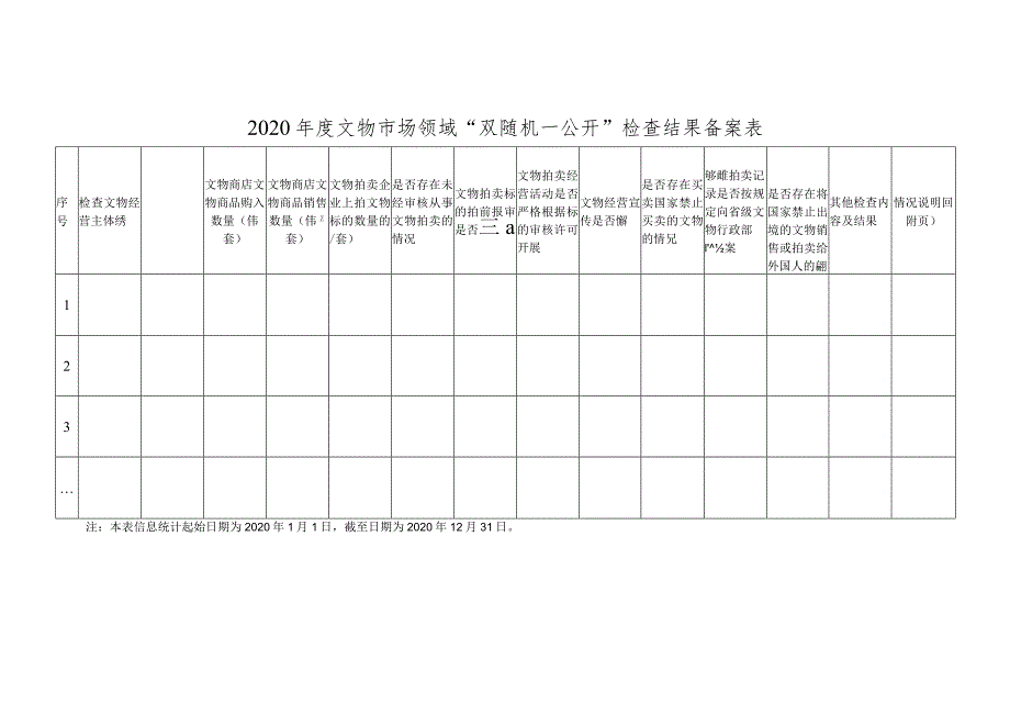 年度文物市场领域“双随机一公开”检查结果备案表.docx_第1页