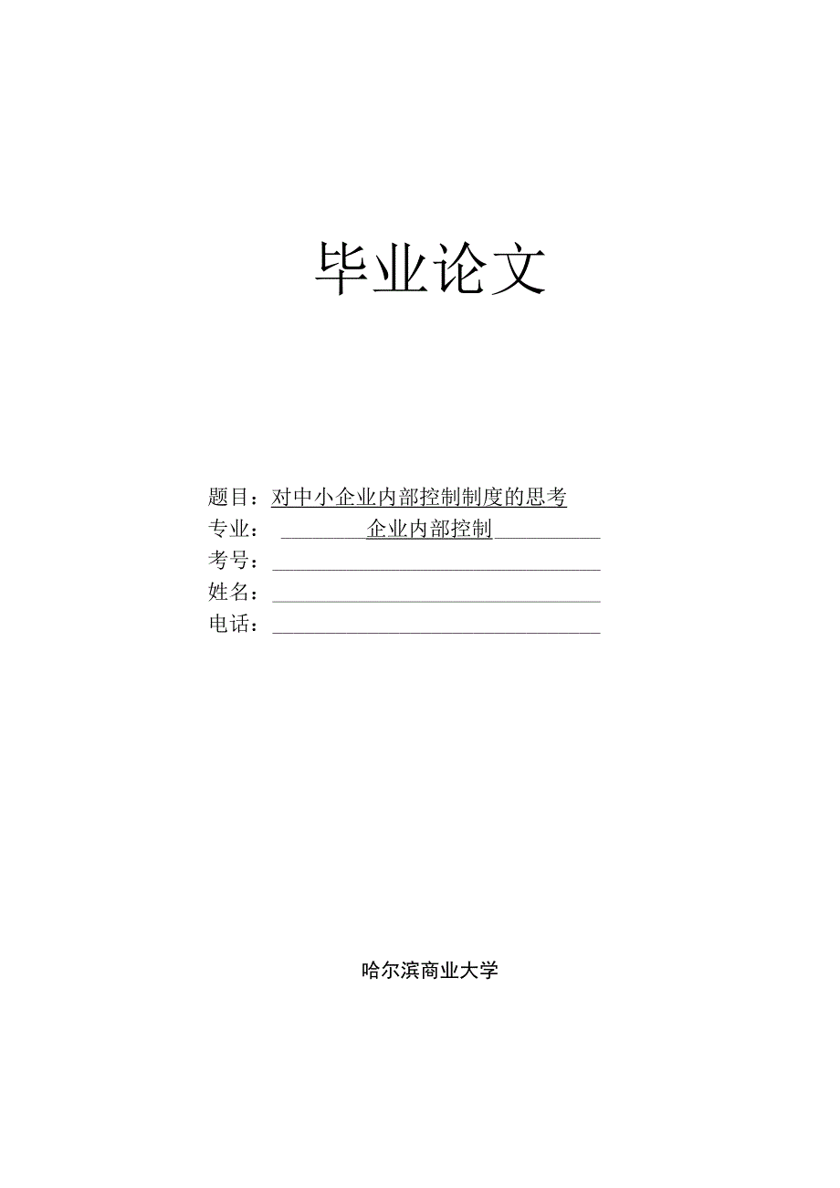 财务管理资料2023年整理-对中小企业内部控制制度的思考.docx_第1页