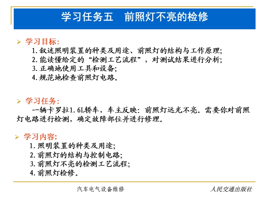 学习任务五前照灯不亮的检修.ppt_第1页