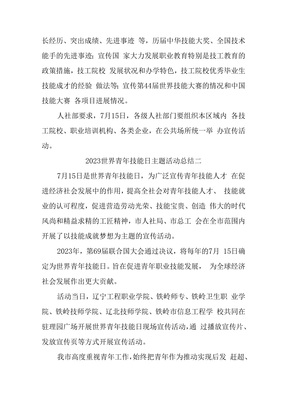 2023世界青年技能日主题活动总结汇编12篇.docx_第2页