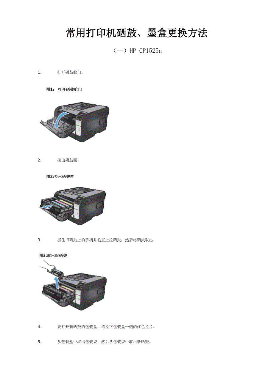 常用打印机硒鼓更换方法.docx_第1页