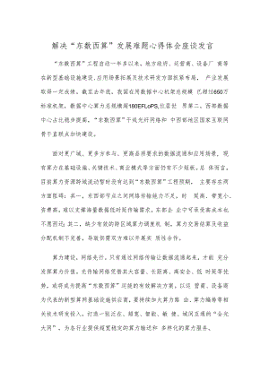 解决“东数西算”发展难题心得体会座谈发言.docx