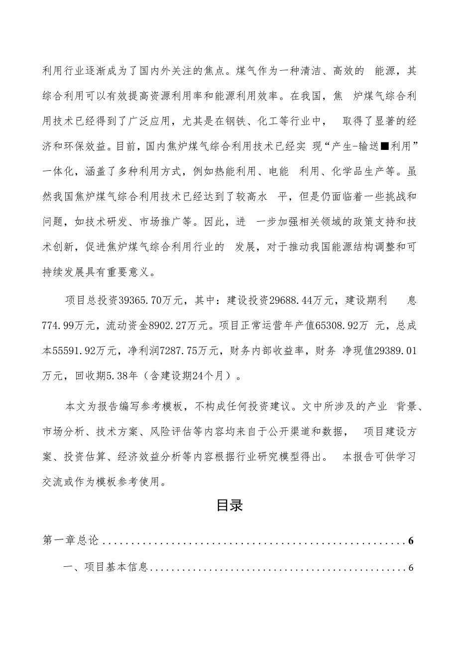 焦炉煤气综合利用应急保障项目商业计划书.docx_第2页