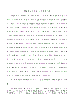 团委青年专题读书班上党课讲稿.docx