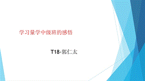 学习量学中级班的感悟.ppt