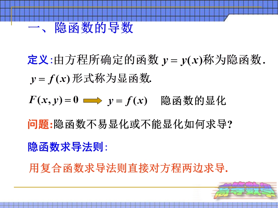 平的微积分第二章课件23隐函数与参数的导数.ppt_第2页