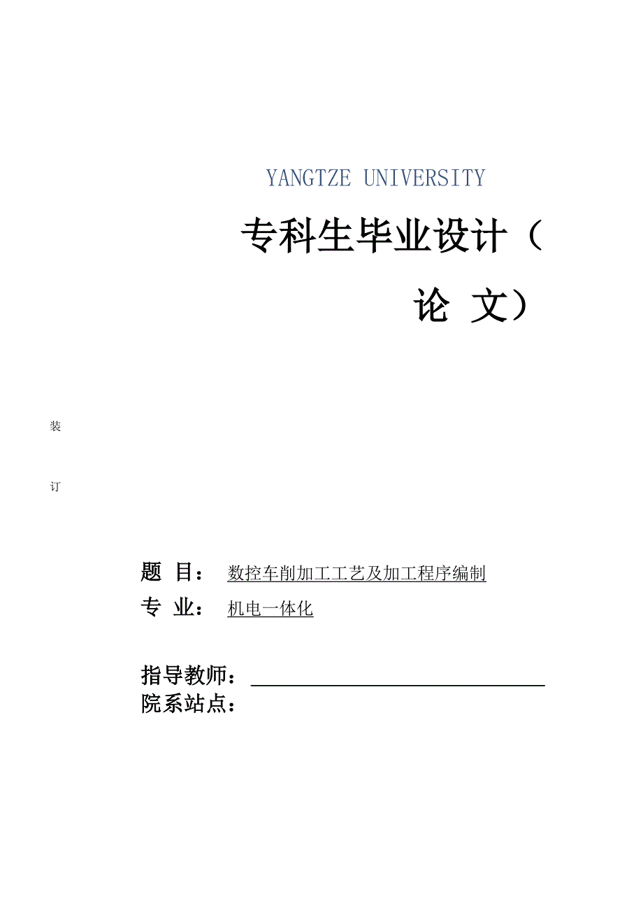 数控车削加工工艺及加工程序编制毕业设计.docx_第1页