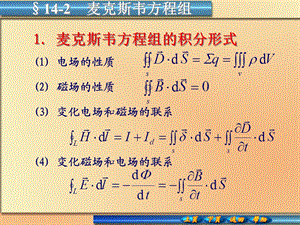 麦克斯韦方程组的积分形式.ppt