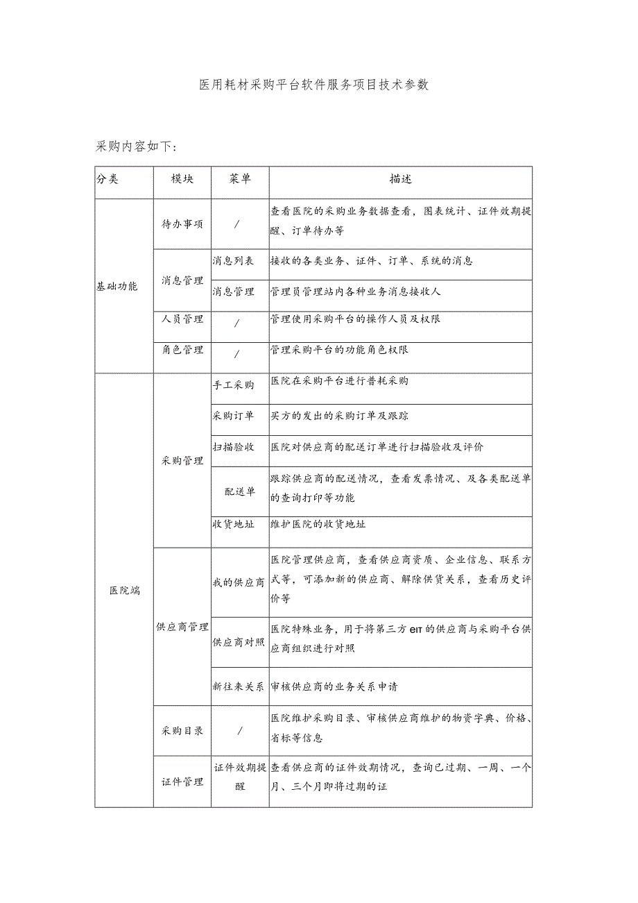 医用耗材采购平台软件服务项目技术参数.docx_第1页