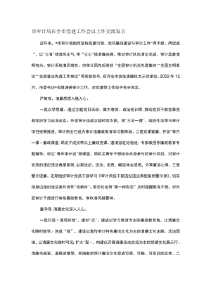 市审计局在全市党建工作会议上作交流发言.docx