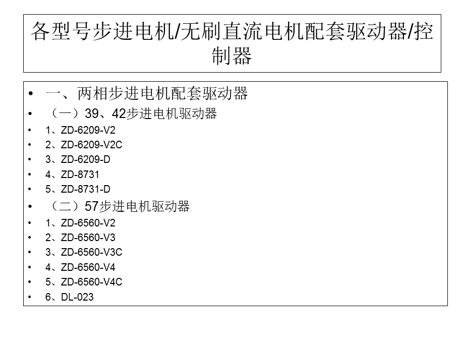 各型号步进电机直流无刷电机配套驱动器控制器.ppt_第1页