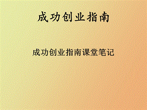 成功创业指南.ppt