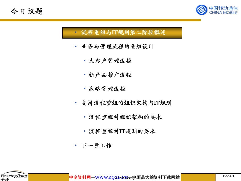 川移动流程重组与IT规划知名咨询公司毕博.ppt_第2页