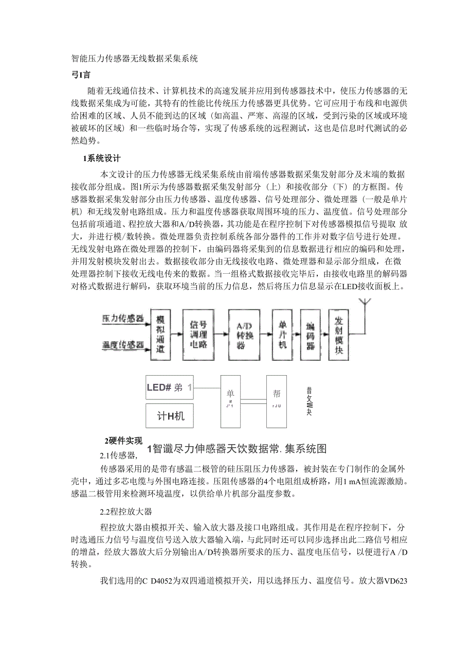 智能压力传感器无线数据采集系统.docx_第1页