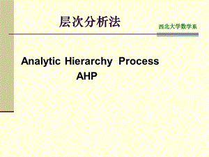 层次分析法西北大学.ppt