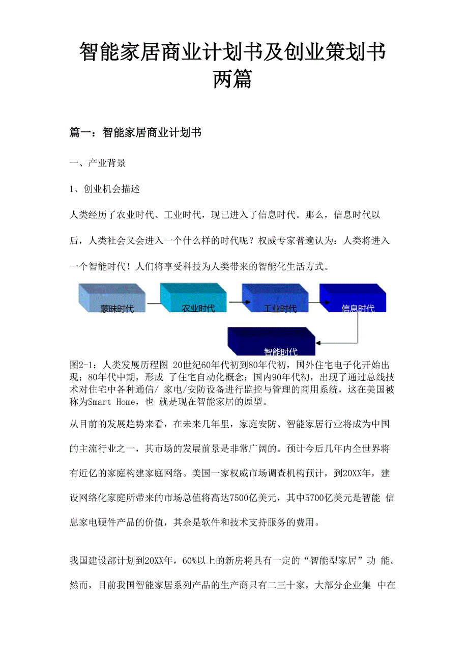 智能家居商业计划书及创业策划书两篇.docx_第1页