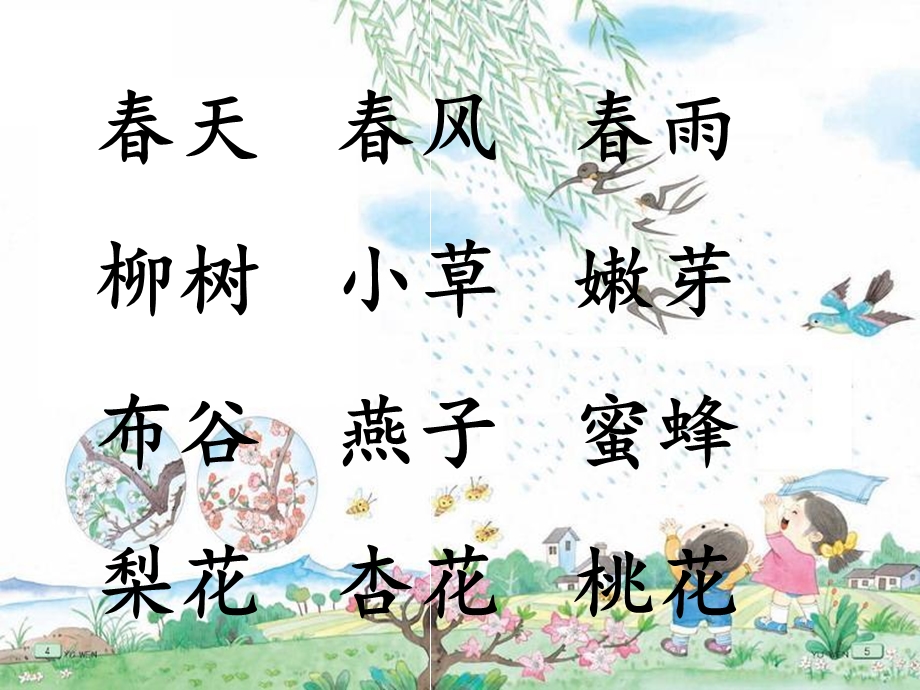 春天春风春雨柳树小草嫩芽布谷燕子蜜蜂梨花杏花桃花.ppt_第1页