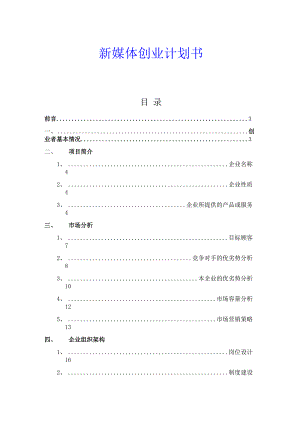 最新新媒体创业计划书.docx