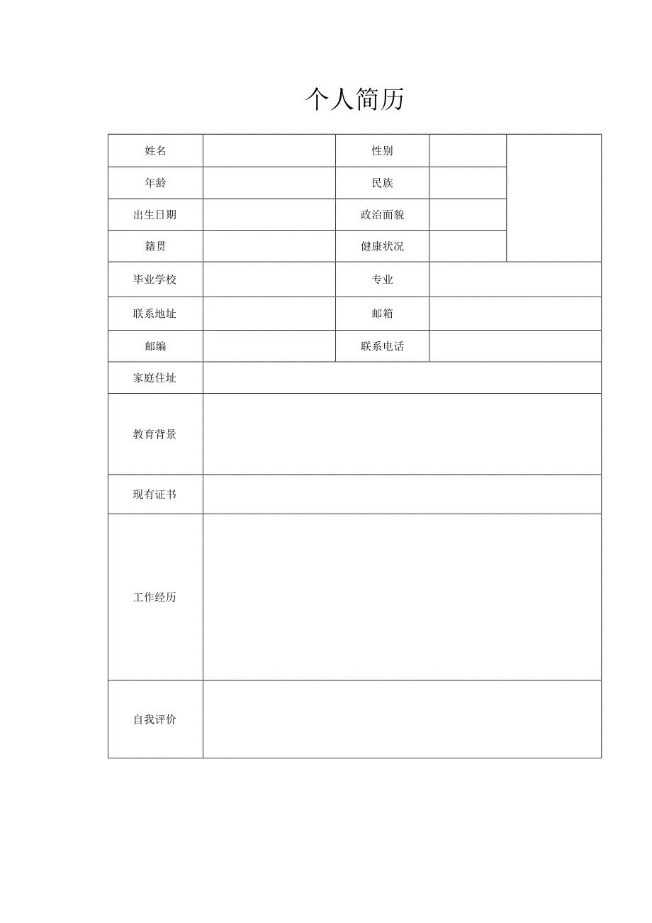 个人简历(模板).docx_第1页