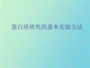 蛋白质研究的基本实验方法.ppt