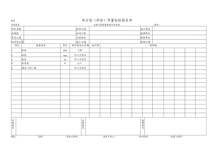 碎石桩(砂桩)质量检验报告单.docx_第1页