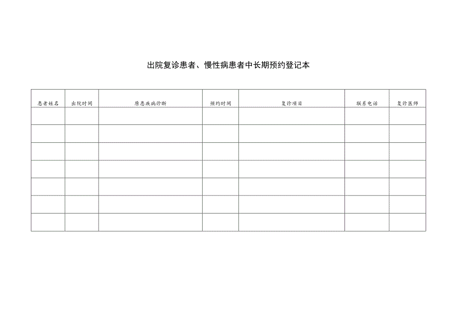 出院复诊患者、慢性病患者中长期预约登记本.docx_第2页