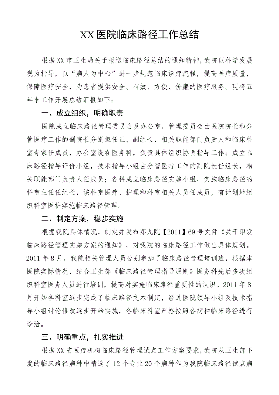 XX医院临床路径工作总结.docx_第1页