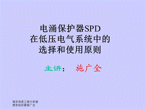 电涌保护器SPD在低压电气系统中的选择和使用原则.ppt