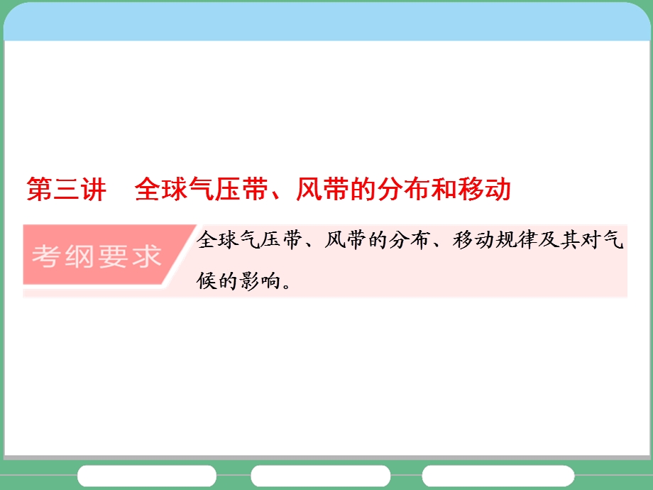 高三地理一轮复习全球气压带、风带的分布和移动.ppt_第1页