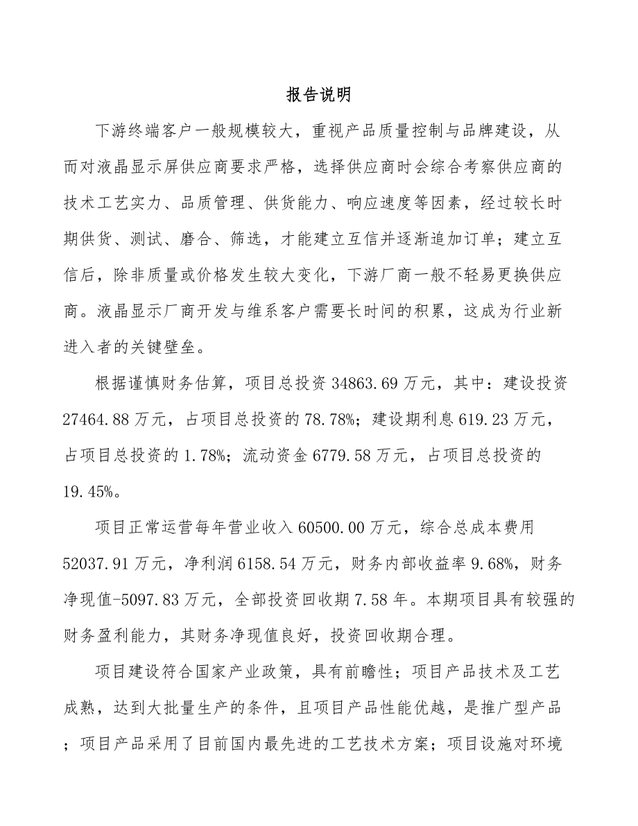 巫溪液晶显示模组项目可行性研究报告.docx_第2页