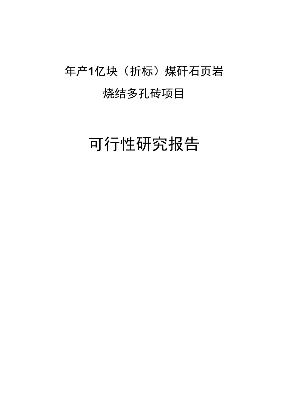 年产1亿块折标煤矸石岩可行性研究报告.docx_第1页