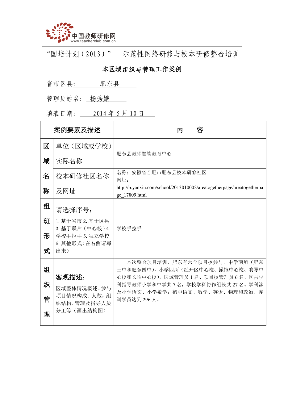 肥东杨秀娥——优秀区域管理员材料.doc_第1页