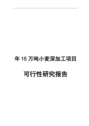 年15万吨小麦深加工项目可行性研究报告.doc