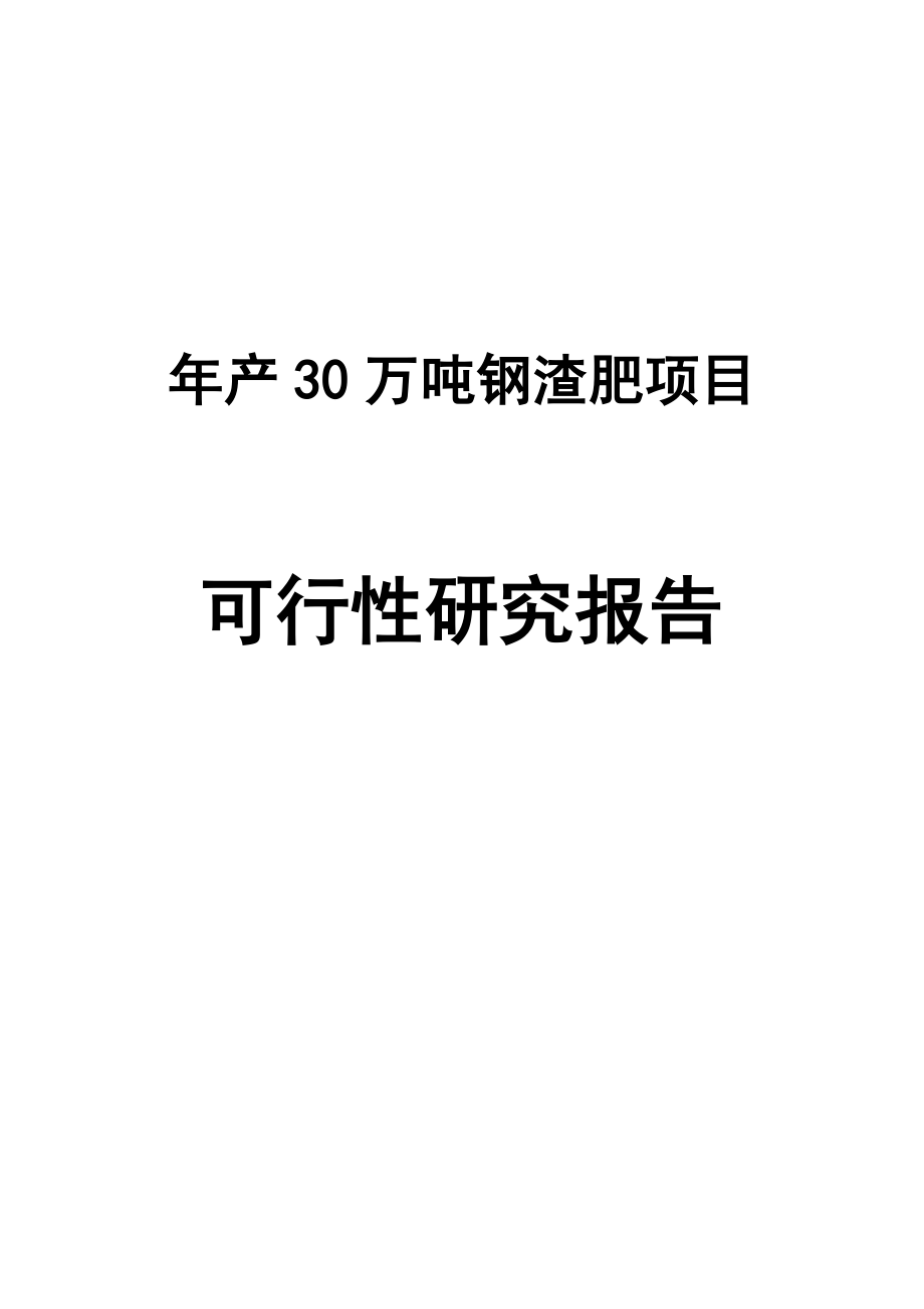 年产30万吨钢渣肥项目可行性报告.doc_第1页