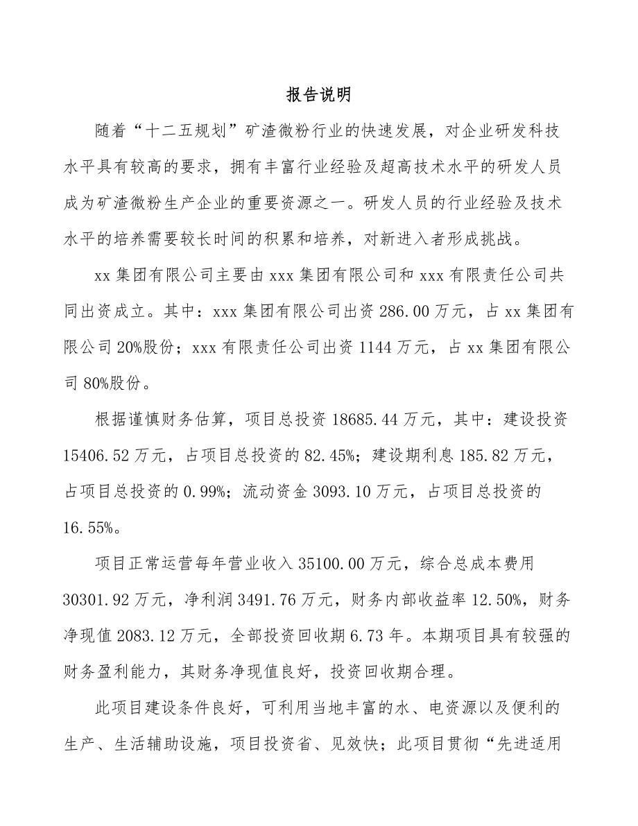 巴中关于成立矿渣微粉公司可行性研究报告.docx_第2页