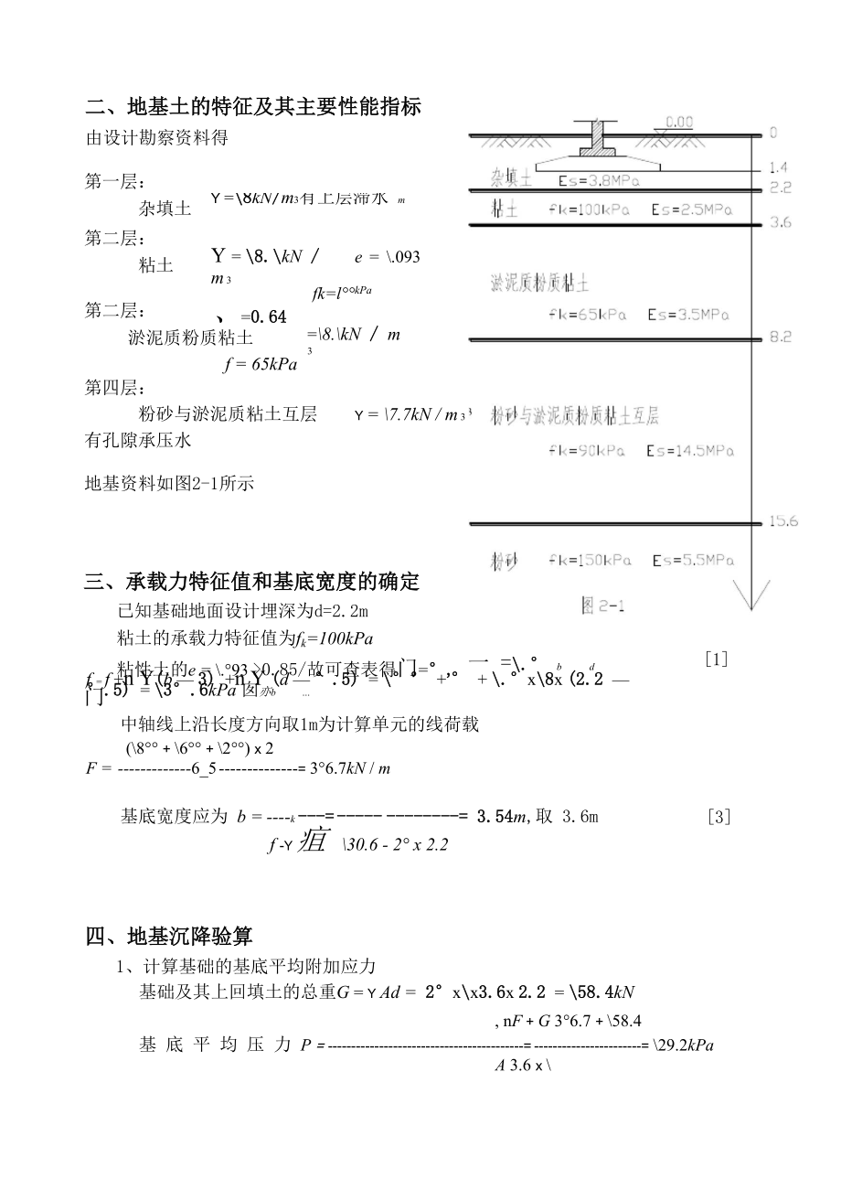 基础工程课程设计之条形基础设计.docx_第2页