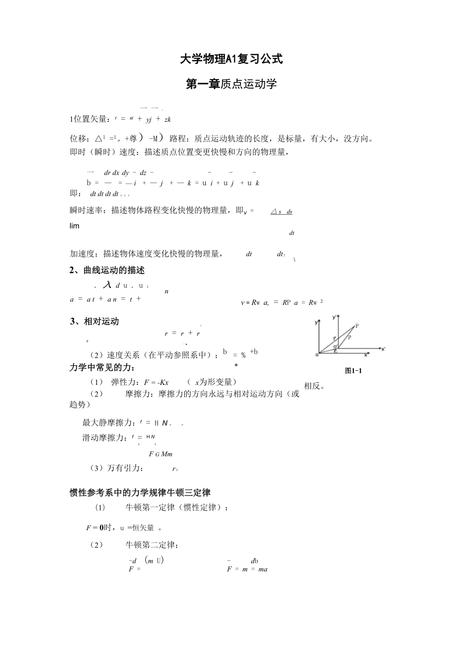 大学物理A1复习公式.docx_第1页