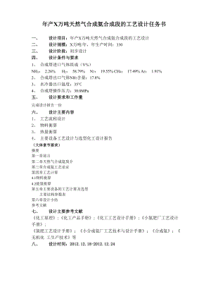 天然气合成氨年产19万吨 设计说明书.docx