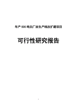 年产500吨白厂丝生产线改扩建项目可行性报告.doc