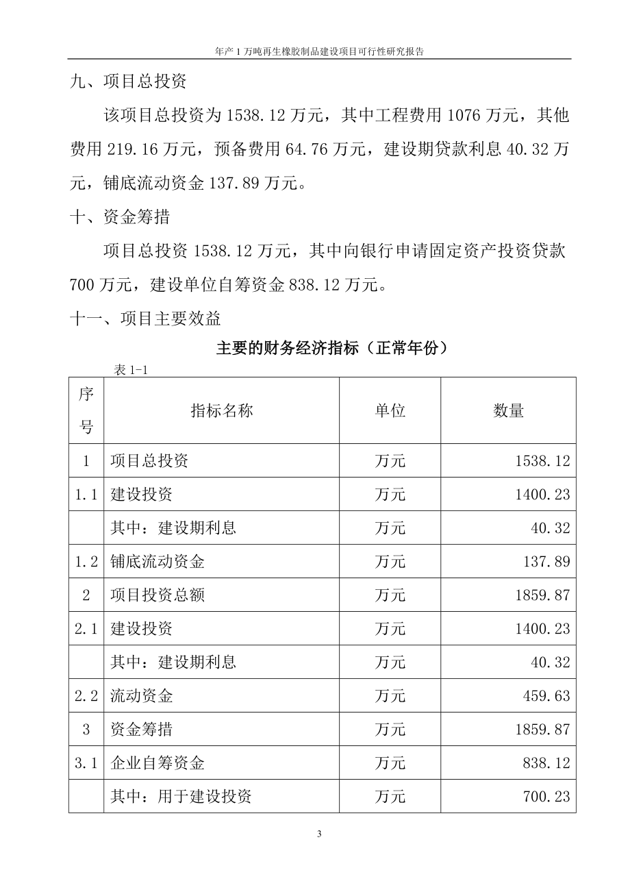 年产1万吨再生橡胶制品建设项目可行性研究报告.doc_第3页